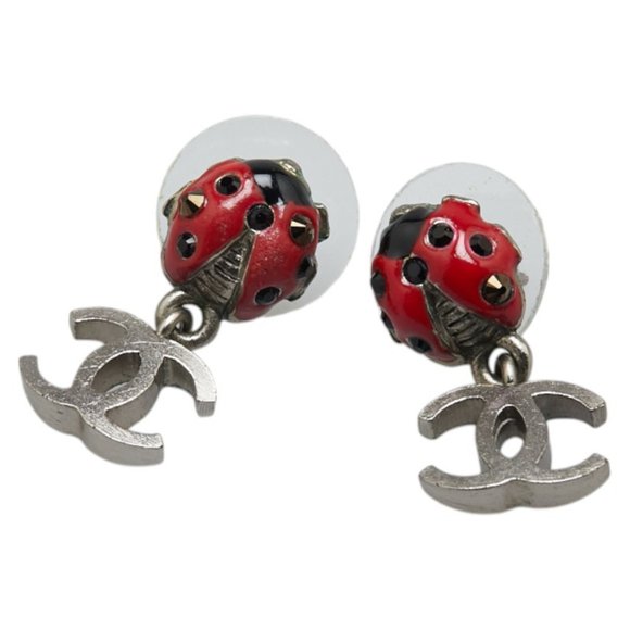 CHANEL Red Logo Earrings - Picture 1 of 5